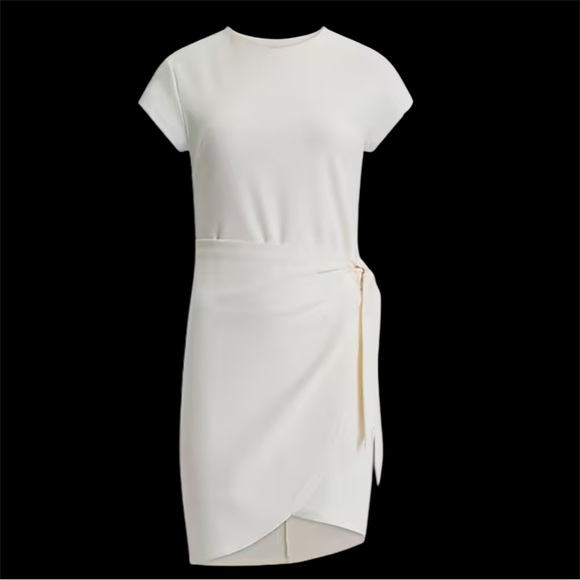 Express Crew Neck Cap Sleeve Tie Wrap Mini Sheath Dress - Picture 1 of 7